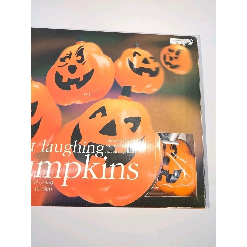 Halloween String Lights 10 Stacked Pumpkins Blow Mold New !!!